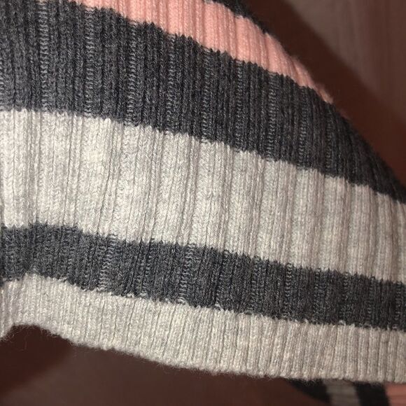 Motherhood Mat S Gray Pink White Horizontal Striped Ribbed Knit Dress - Picture 7 of 11